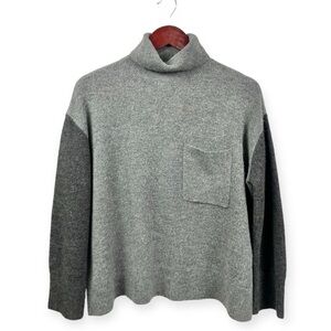 Oak + Fort Contrast Wool Blend Turtleneck Sweater, size S